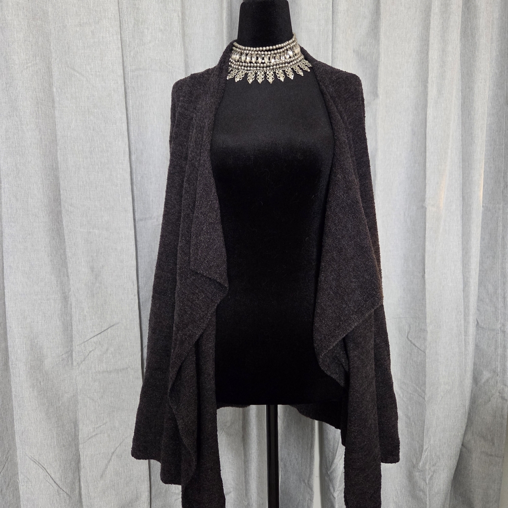 Barefoot Dreams CozyChic Lite Island Wrap Open Front Cardigan Size S/M Charcoal
